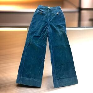 VTG 70s Flare Bell Bottom Pants  Blue Corduroy USA JC Penny 30x27" Junior 9